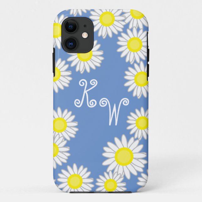 Blue Yellow White Grey Daisy Fun Case-Mate iPhone Case (Back)