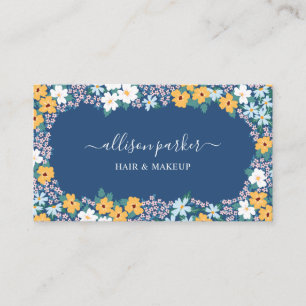 Blue Yellow White Meadow Flowers Frame Business Card