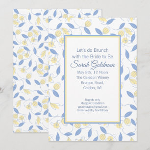 Blue Yellow White Modern Bridal Shower Invitation