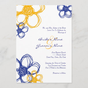 Blue & Yellow Wild Flowers 5x7 Wedding Invitation