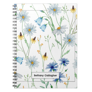 Blue & Yellow Wildflower Daisies   Personalized  Notebook