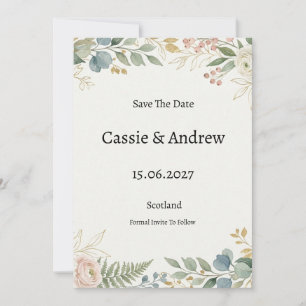 Blue Yellow Wildflower Wedding Save The Date