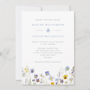 Blue & Yellow Wildflowers Wedding Invitation