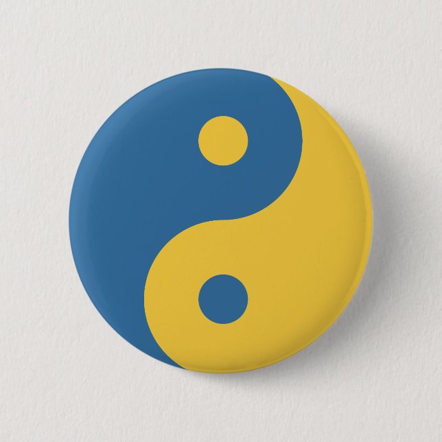 Blue & Yellow Yin and Yang Symbol Design Python 6 Cm Round Badge (Front)
