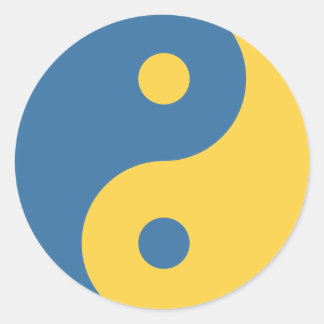 Blue & Yellow Yin and Yang Symbol Design Python Classic Round Sticker