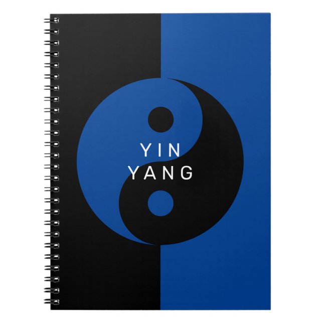 Blue Yin and Yang symbol personalised notebook (Front)