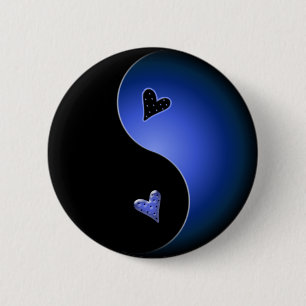 blue yin yang 6 cm round badge