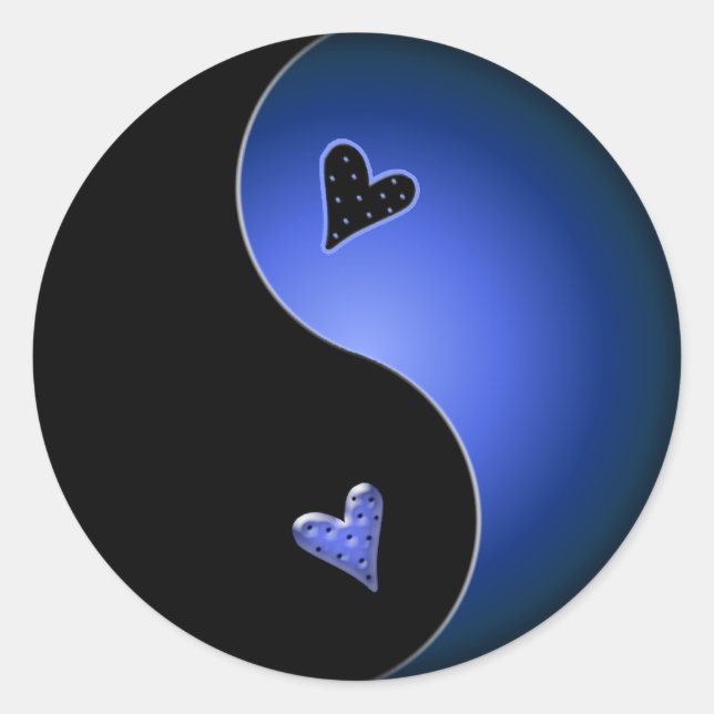blue yin yang classic round sticker (Front)