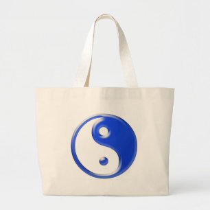 Blue Yin Yang Large Tote Bag
