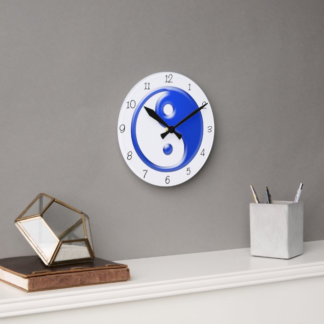 Blue Yin Yang Round Clock (Office)