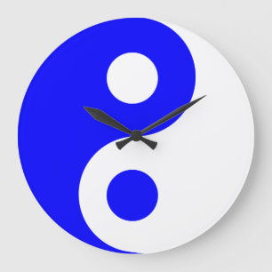 Blue Yin Yang Symbol Large Clock