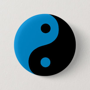 Blue Yin Yang Taoist Symbol 6 Cm Round Badge
