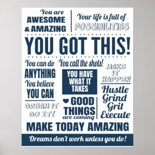 Blue You Got This Motivational Quotes Poster
