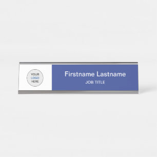 Blue Your Logo Modern Desk Name Plate