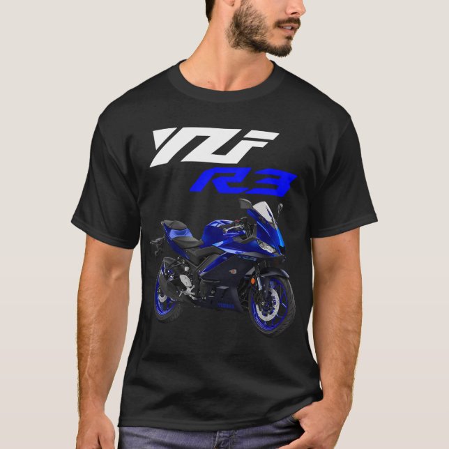 Blue YZF-R3 Sportsbike Motorcycle T-Shirt (Front)