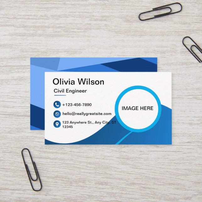 Blue Zazzle Business Card - Customisable Design (Front/Back In Situ)