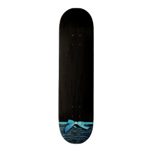Blue Zebra and ribbon bow graphic Skateboard