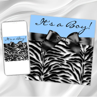 Blue Zebra Baby Shower Invitation