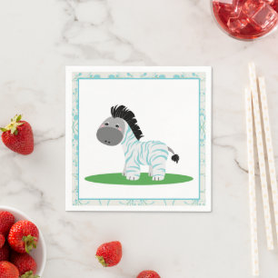 Blue Zebra Baby Shower Party Paper Napkins
