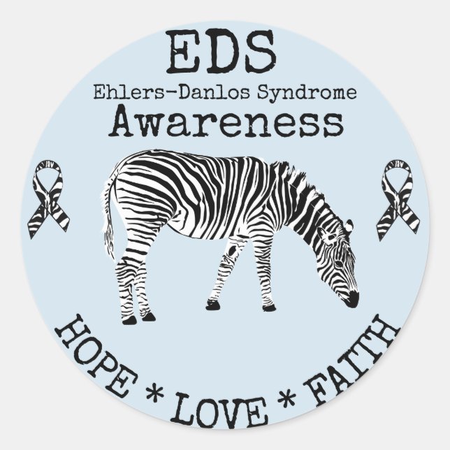 Blue Zebra Ehlers-Danlos syndrome EDS Sticker (Front)