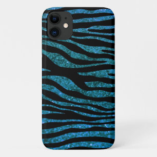 Blue Zebra, Glitter Zebra, Zebra Print, Stripes iPhone 11 Case