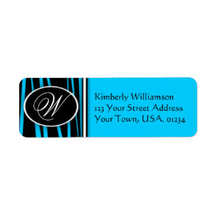 Blue Zebra Monogrammed Return Address Labels