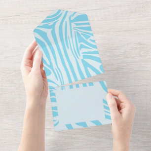 Blue Zebra Pattern All In One Invitation
