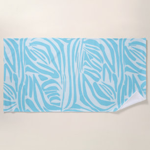 Blue Zebra Pattern Beach Towel
