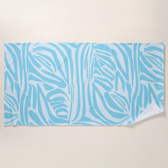 Blue Zebra Pattern Beach Towel (Front)