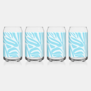 Blue Zebra Pattern Can Glass