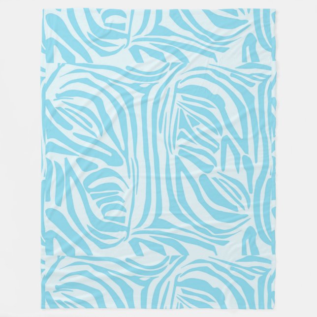 Blue Zebra Pattern Fleece Blanket (Front)