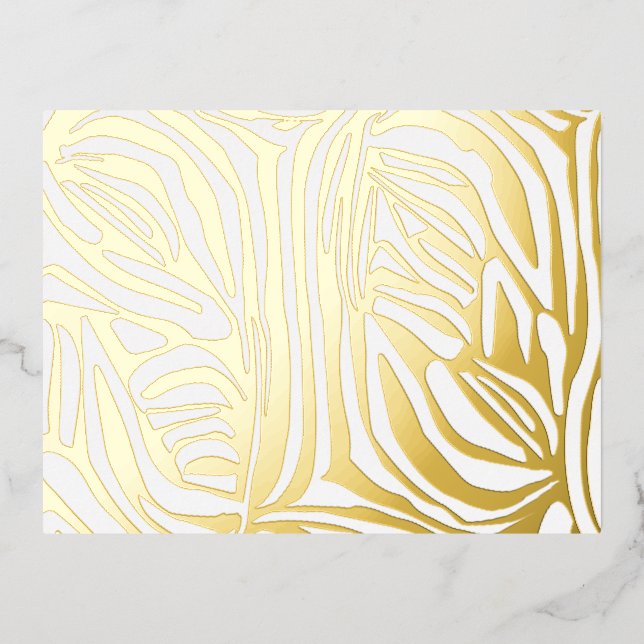 Blue Zebra Pattern Foil Invitation Postcard (Front)