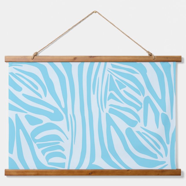 Blue Zebra Pattern Hanging Tapestry (Front)