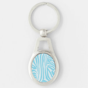 Blue Zebra Pattern Key Ring