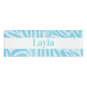 Blue Zebra Pattern Name Tag