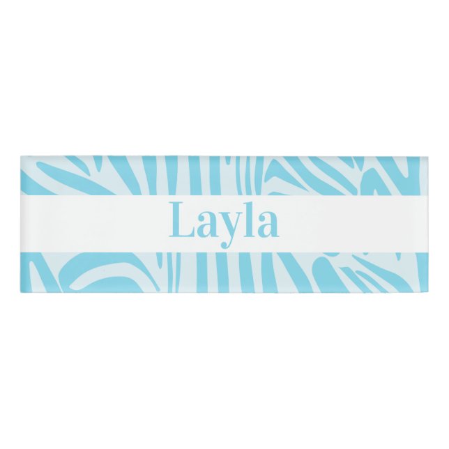 Blue Zebra Pattern Name Tag (Front)