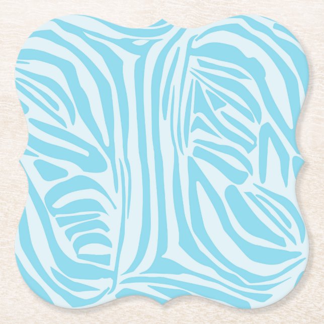Blue Zebra Pattern Paper Coaster (Front)