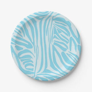 Blue Zebra Pattern Paper Plate