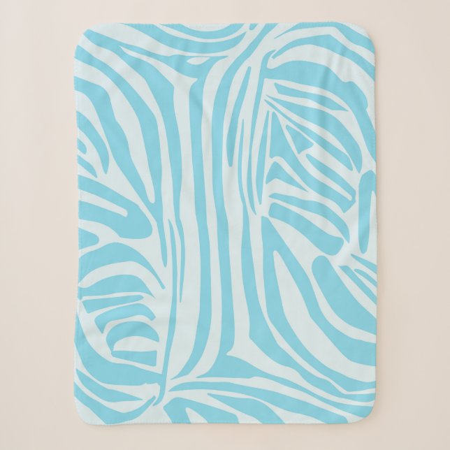 Blue Zebra Pattern Sherpa Blanket (Front)