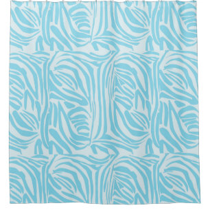 Blue Zebra Pattern Shower Curtain