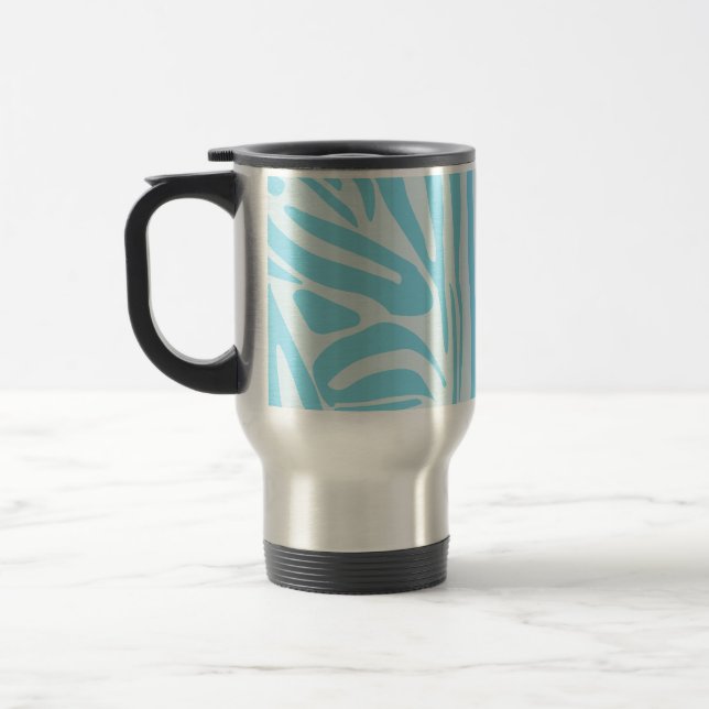 Blue Zebra Pattern Travel Mug (Left)