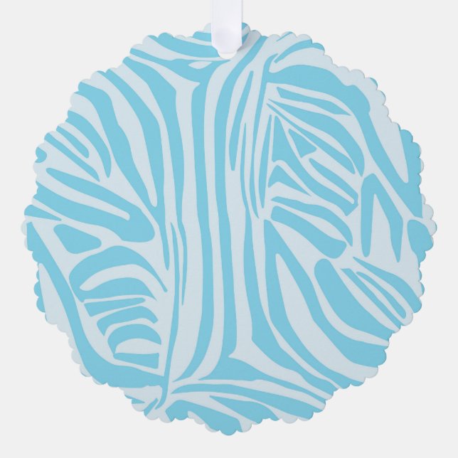 Blue Zebra Pattern Tree Decoration Card (Front)