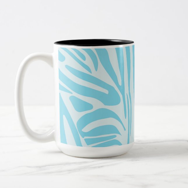 Blue Zebra Pattern Two-Tone Coffee Mug (Left)