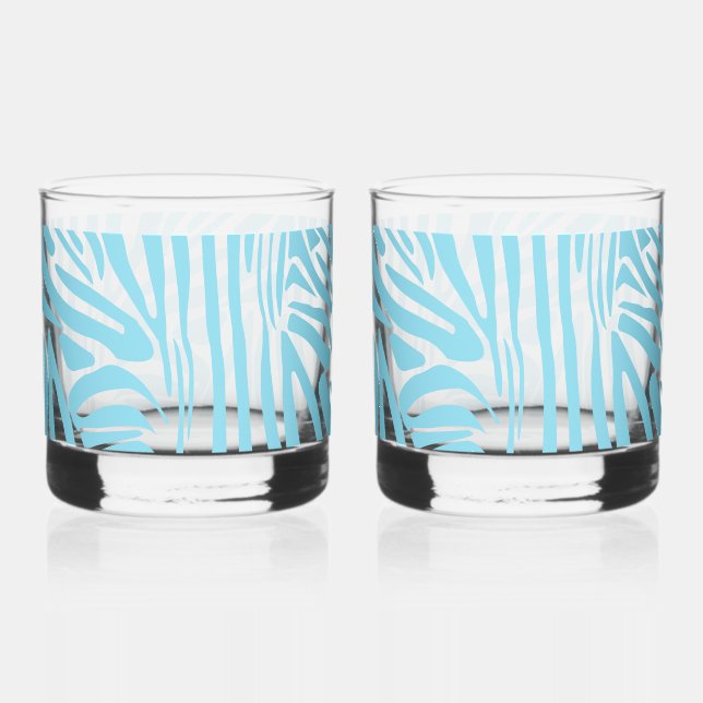 Blue Zebra Pattern Whiskey Glass (Front)