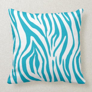 Blue Zebra Print Pattern Cushion