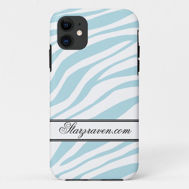 Blue Zebra Print personalised iPhone 5 Case (Back)