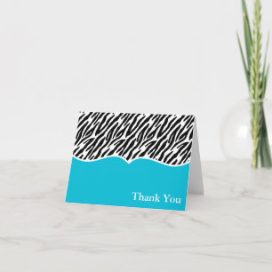 blue Zebra Print Thank You Card
