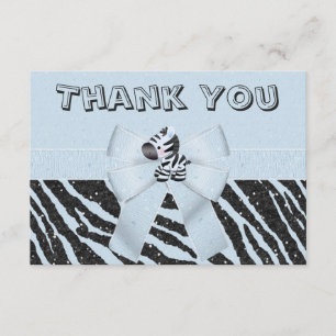Blue Zebra & Printed Bow Glitter Look Thank You