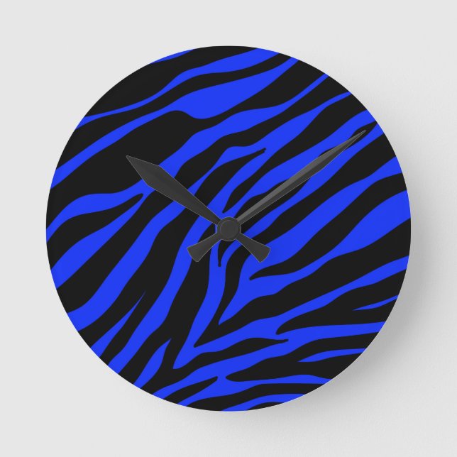 blue zebra round clock (Front)