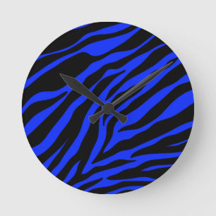 blue zebra round clock